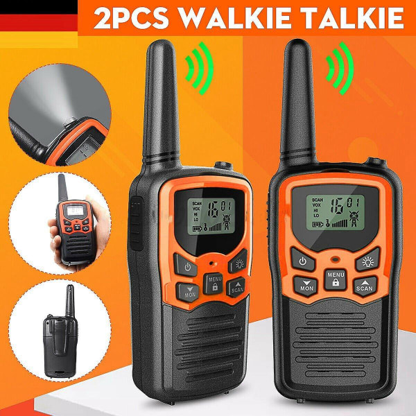 2 stk håndholdt walkie talkie radio 22 kanaler sett 10 Km Uhf 400-470 Mhz Dual Band Long Range Commun.