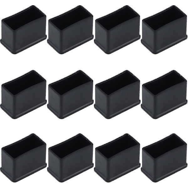 12-pack 15 x 30 mm svarta rektangulära gummifiltskydd för bord eller stolsben