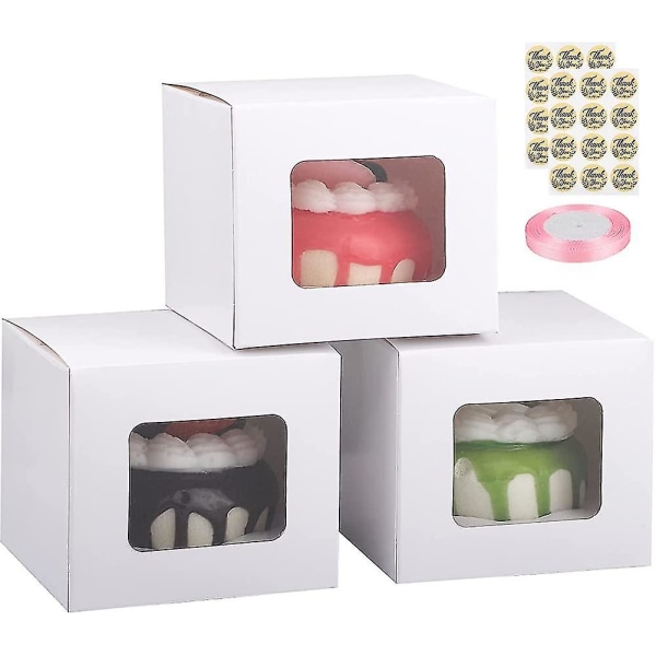 15 stycken Vita jul Cupcake Boxes Set Cake Carrier Container 1 Hål Bageri