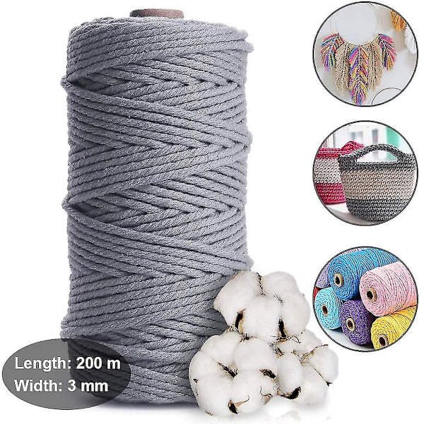 Macrame Bomullsgarn 3mm X 200m Macrame Rep Macrame Snöre Bomullsrep.för Dröm