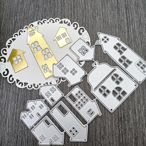 Hus Metal Skæredør Stencil Diy Scrapbooking Album Papirkort Skabelon Form