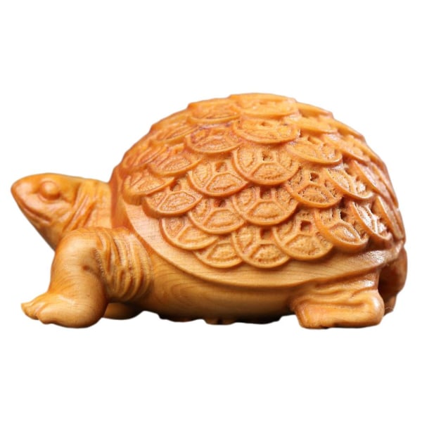 Utsökt träsnideri sköldpadda staty Vintage dekorativ skrivbordssköldpadda hantverk presentalternativ