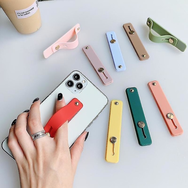 Universal Armbånd Telefon Holder Til Iphone Finger Grip Mobiltelefon Stander til Samsung Xiaomi Push Back Sticked Socket Bracket (2rød*1+grøn*1) Shibao