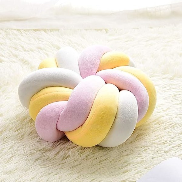 Knude Pude 14X14 Dekorationspuder til Sofa Stol Pude Sofa Kno pink white yellow