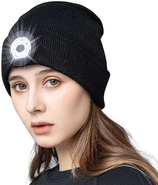 Beanie-lue med lys - 5 LED-lys
