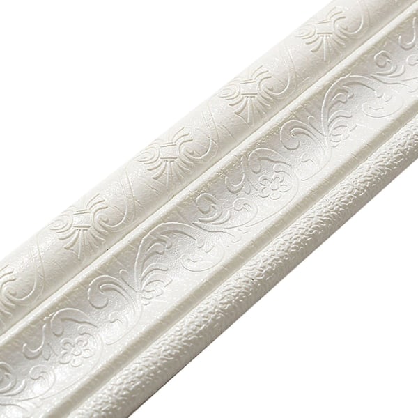 Självhäftande flexibel skumlister 3d klistermärke dekorativ väggbård vägglinjer väggpapper R06 White 2.3m