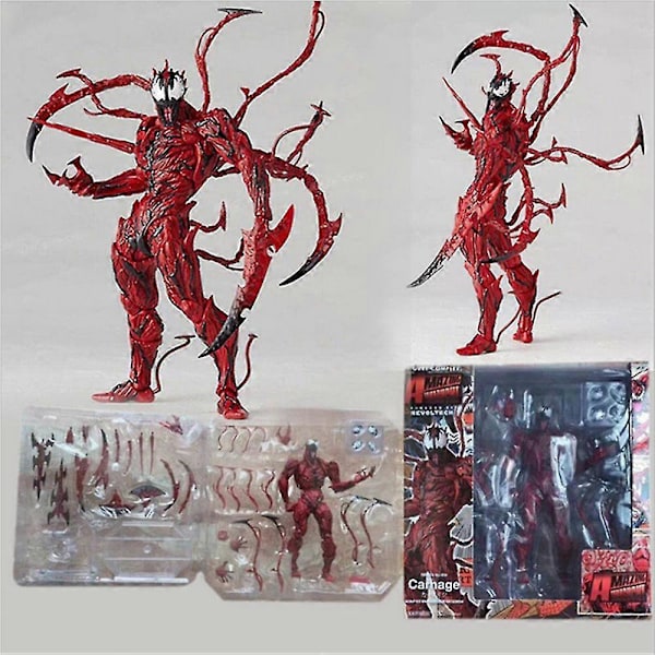 Venom Carnage Actionfigur, Alla Leder Flyttbara Leksaksfigurer Carnage Samlarmodelldocka Med Utbytbara Tillbehör Present För Fans