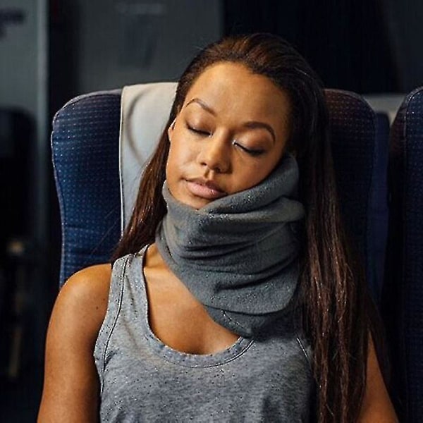 Flybil Nakkepude Rejse Behagelig søvn Ortopædisk livmoderhalspude til nakkesmerter V C Form Ingen oppustelig Rygsmerter Støtte Grey