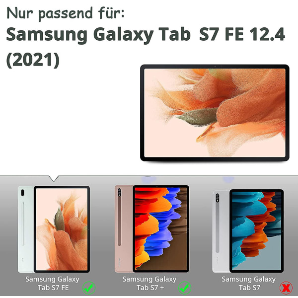 Hlle Compatibel Mit Samsung Galaxy Tab S7 Fe 12.4 5g/ S8+ Plus 5g 2022/ S7+ Plus 12.4, Ultra Dnn Mit Standfunktion Slim Pu Leder Passt