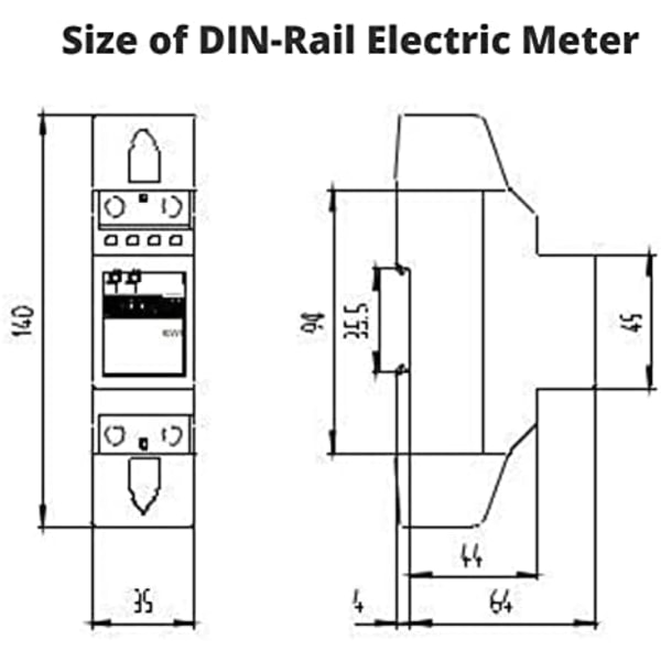 Digital elmätare 220V 5(80) A Digital 1-fas Din Rail Energimätare 2 Ledare 2P DIN-Rail Elektronisk KWh-mätare