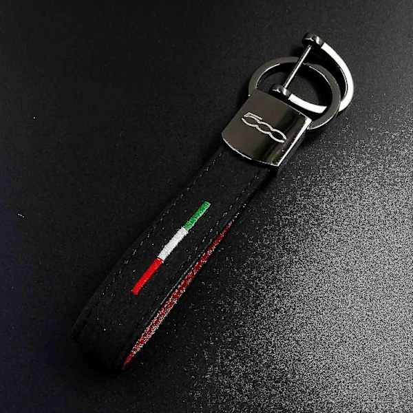 Fiat 500 Abarth Premium Metallnyckelring Ring Nyckelbricka Hållare