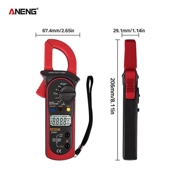 Aneng Digital Klemme Multimeter ST201 2000 Tællinger Meter Ammet