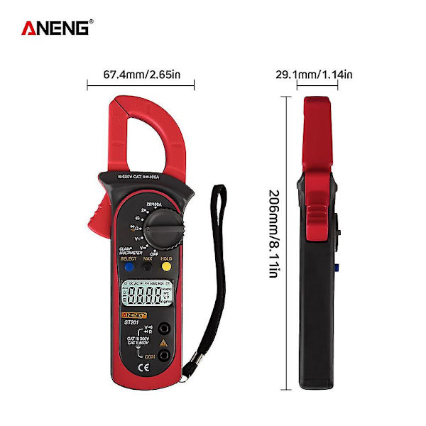Aneng Digital Klemmemåler ST201 2000 Tellinger Måler Ammeter