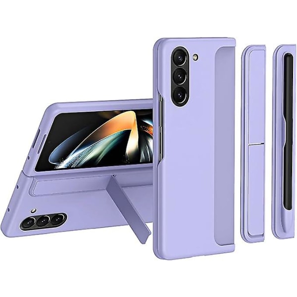 Fodral för Samsung Galaxy Z Fold 5 med S Pen, utbytbart S Pen-hållare och stativstöd Trådlös laddningsfodral för Samsung Z Fold 5 purple