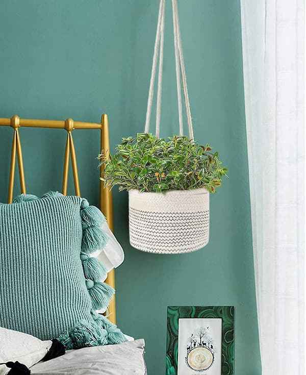 Planterkorg, 2 st rep hängande planterkorg Macrame blomkorg bomullsrep växtbehållare