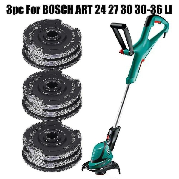 3 stk. til Bosch Art 24 27 30 30-36 Li Strimmer Trimmer Klippetrådsspole Foder 6m 1,6mm Haveværktøj Reservedele