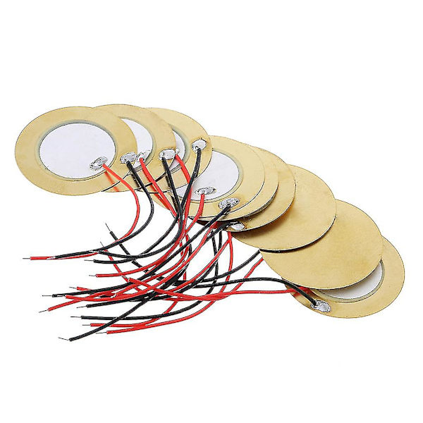 10 st 35 mm Piezoelement Buzzer Ljudgivare Sensor Trigger Trumma Skiva + Tråd Koppar -ZHENV