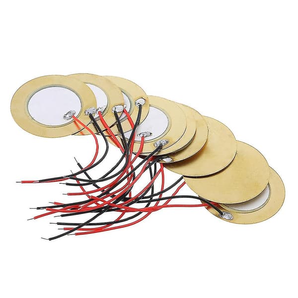 10 stk 35mm Piezo Elementer Buzzer Lydgiver Sensor Udløser Tromme Disk + Tråd Kobber -ZHENV