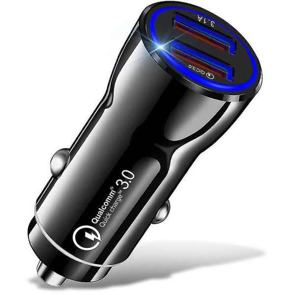 Wruas Power Charger Billaddare Dubbel USB laddare (svart) Present