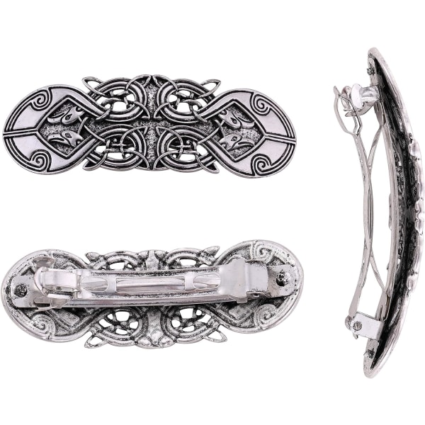 Metal Celtic hårspenne retro Odins ravn hårnål håndlagde våren klype hår smykker bryllup brud hår tilbehør kvinner（Sølv） 1
