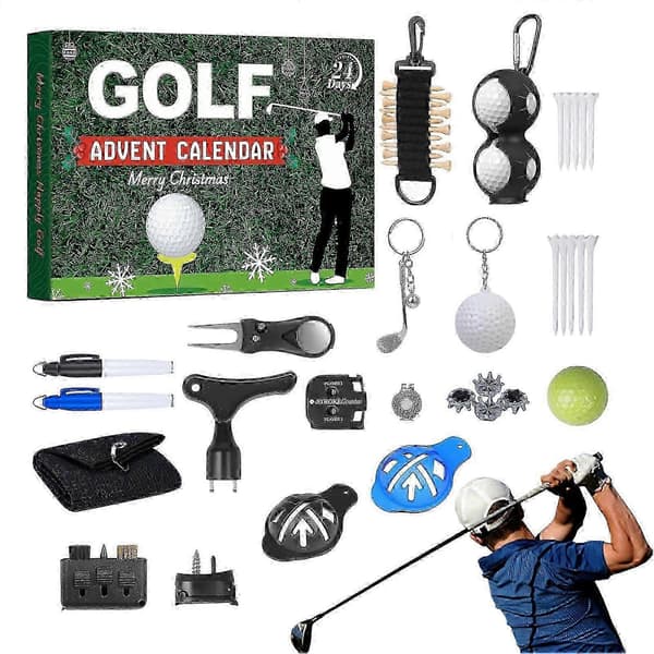 2025 Golf Julekalender Nedtællingskalender 24 STK Tilbehørssæt Golf Tema Design2