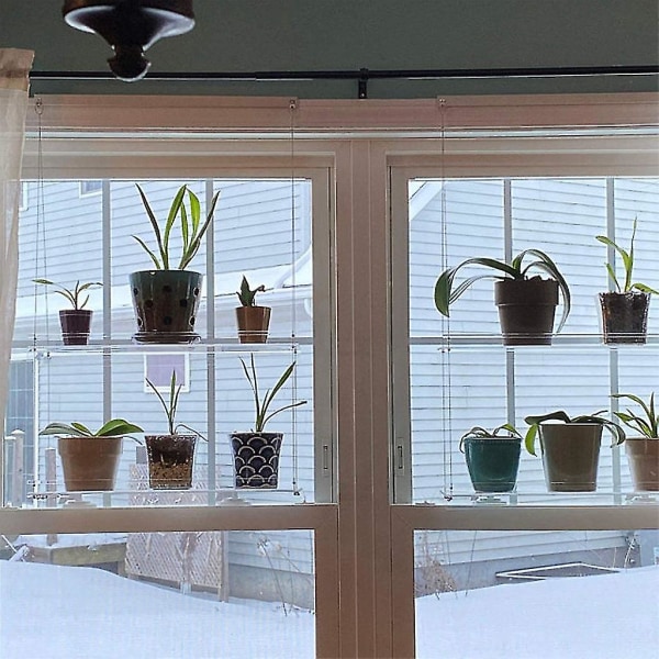 Premium Transpaent akryl fönster växthyllor 2/3 lager klar hängande flytande vägghylla Blomkruka Rack Planteringsställ Indoow Utomhusdekoration