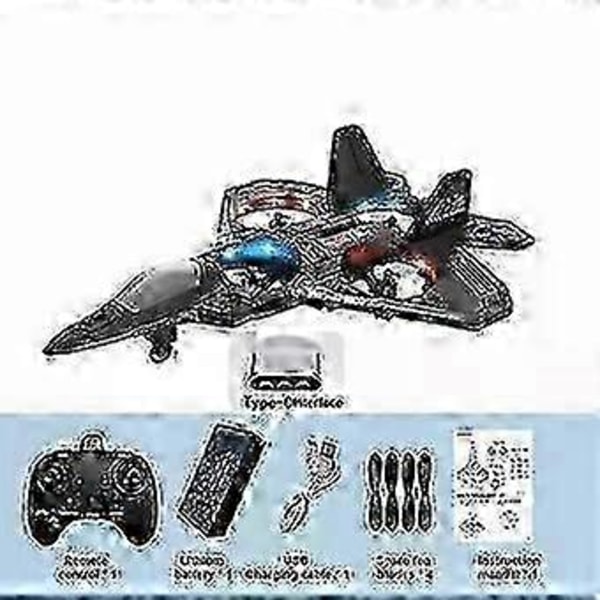 Sort Uk Jet Pro Thunder Rc Fighter Legetøj Med 2.4 Ghz Fjernbetjening