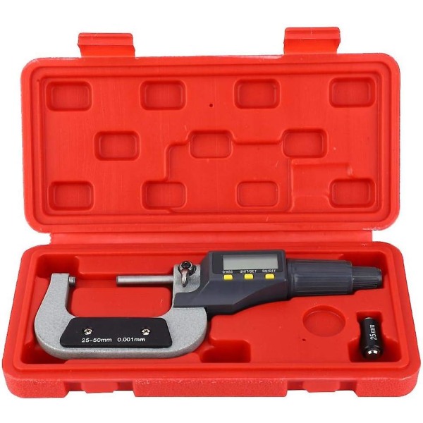 Digital Mikrometer 0,001mm - Elektronisk Tykkelsesmåler til Præcise Målinger (25-50mm)