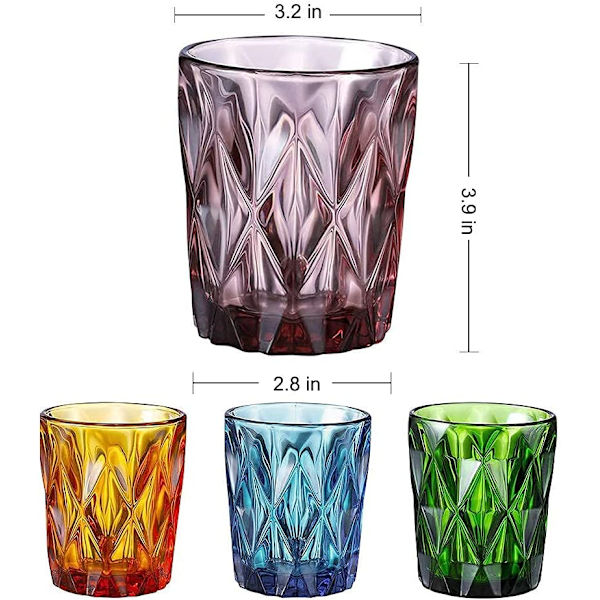 Farverige Drikkeglas, Vintage Glas Sæt