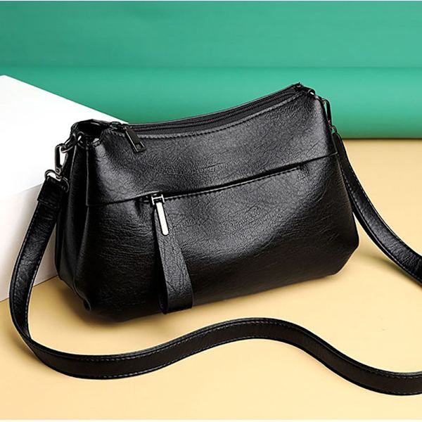 Dame Skuldertaske, Crossbody Taske (1 stk, Blødt Læder), Skuldertaske med Frontlomme