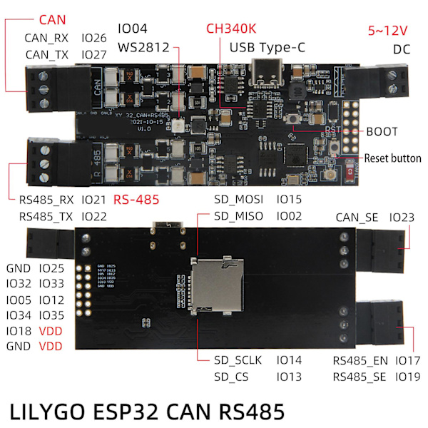 Lilygo Ttgo T-can485 Esp32 Can Rs-485 Iot-modul Wifi Bt Udviklingskort