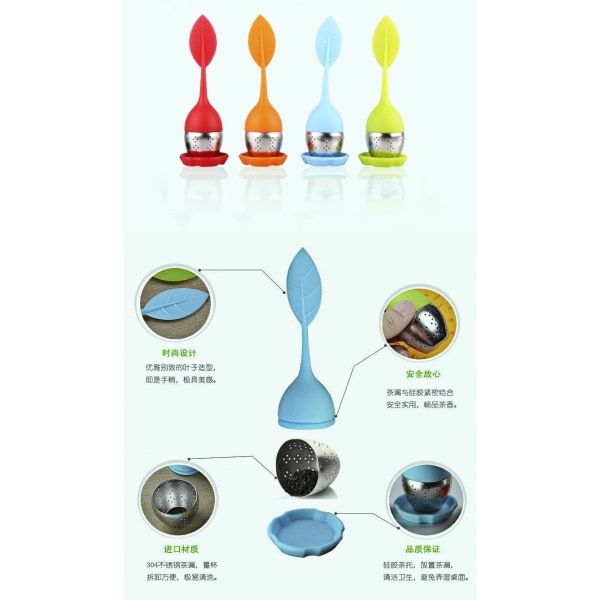 Løs te-infuser - Te-infuser i silikone med håndtag i rustfrit stål S