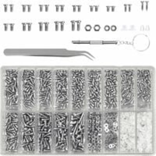 1000Pcs Glasses Repair Kit, Sunglass Screws, Kinds of Small Screws, Glasses Optical Repair Tool Set with Screwdriver and Tweezers for Watch and Electr