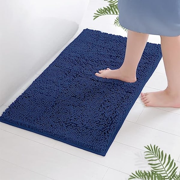 Sininen kylpyhuoneen matto, ylellinen kylpymatto - Ylimääräisen pehmeä ja pörröinen kylpyhuoneen matto, 1'' blue