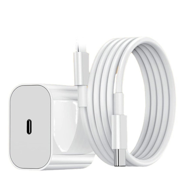 iphone snabbladdare USB-C strömadapter 20W + kabel vit