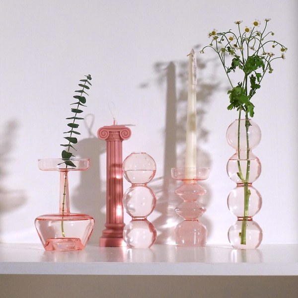 Vase i flere størrelser Vase glasflasker gennemsigtige tre bolde i vind ornament Orange 17