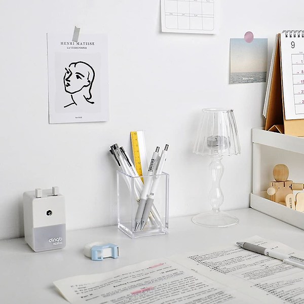 2 stk. gennemsigtig akryl blyant pen holder kop, makeup børste holder akryl skrivebordstilbehør 8,5 x 8,39 x 4,37 tommer