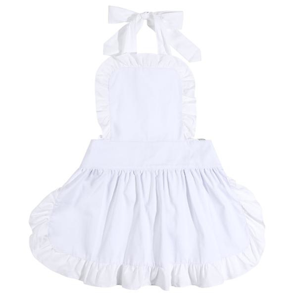 Kvinners arbeidsantrekk Hvit forkle Fancy Dress Maid Costume Apron Husarbeid forkle Bib forkle