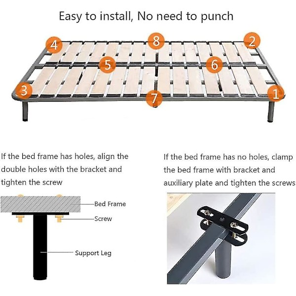 2 stk. Metal Justerbar Højde Center Støtteben Til Seng Ramme, Seng Og Sofa Møbler Kabinet Fod Ben Fødder Støtte Heavy Duty, Platform Seng Ramme Re