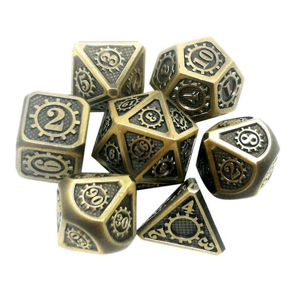 7 Stykker Polyhedriske Metal Terninger Til D&d Pathfinder Rpg Spil 05