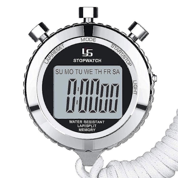 Stopur Metal Stopur Timer Med Baggrundsbelysning 1/100 Sekunders Præcision 2 Omløbshuk Digital Stopur