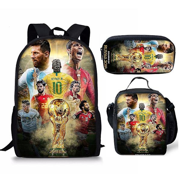 3 kpl/setti jalkapallo tähti reppu opiskelija koululaukku 12 satchel