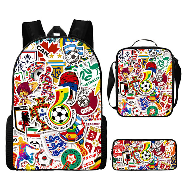 3 kpl/setti jalkapallo tähti reppu opiskelija koululaukku 7 satchel