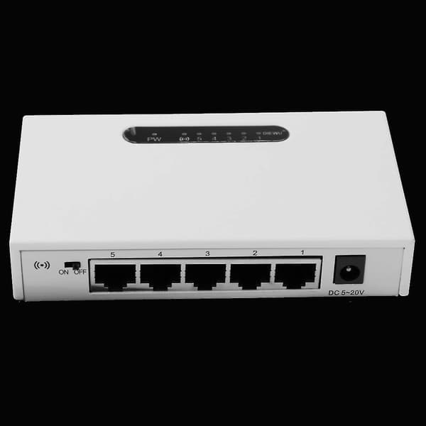 5-portars 10/100m snabb skrivbordsnätverksswitch Ethernet-switch LAN-adapter vit