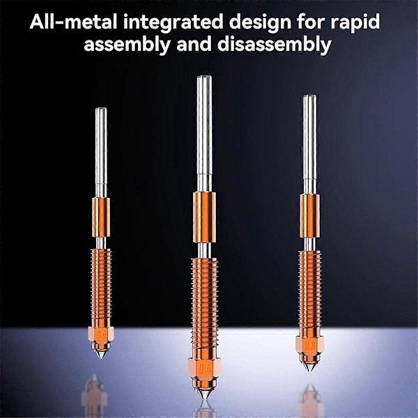 Snabbväxlingsmunstycke-kit för K1C, Ender3 V3 / Plus 3D-skrivare, högflödes integrerat tri-metallmunstycke och värmebrytare