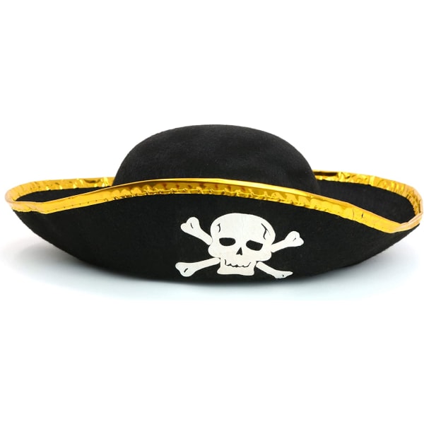 Tri Corner Pirate Hat - Three Cornered Buccaneer Costume Accessory Hat - 1 stk