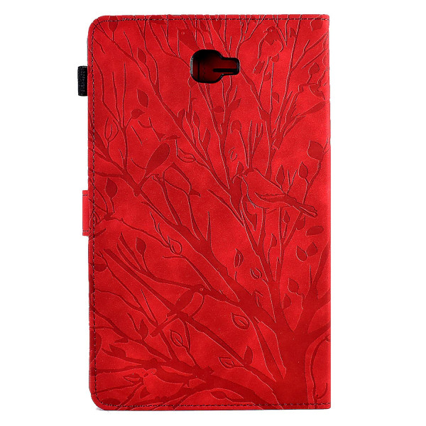 Til Samsung Galaxy Tab A 10.1 (2016) T580 T585 Pu læder-tabletholder-etui påtrykt trækortholder-cover Red