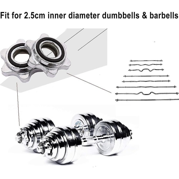 Hantel Spinlock Krage Skruv Hantel Vikt Stång Skruvklämmor Hantel Spinlock Kragar Hantel Anti-slip Spinlock Kragar Hantel Sexkantmutter 2.5cm Insid