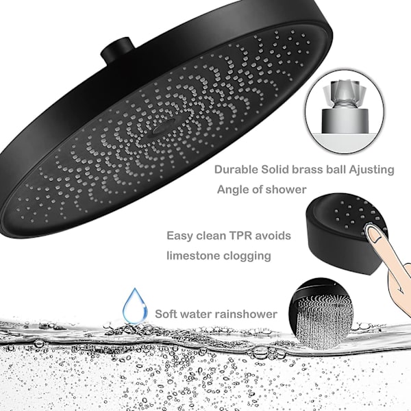 Premium Kvalitet 260mm Brusespand. Spa Massage Bruser (sort)