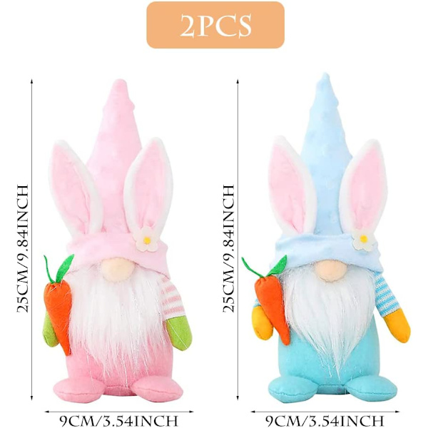 Påsktomte Ornament, 2 stycken Ansiktslösa Påskkanintomtar